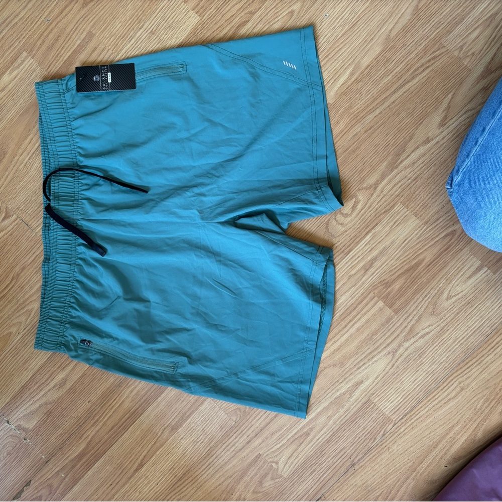 Teal Shorts with Black Drawstring
